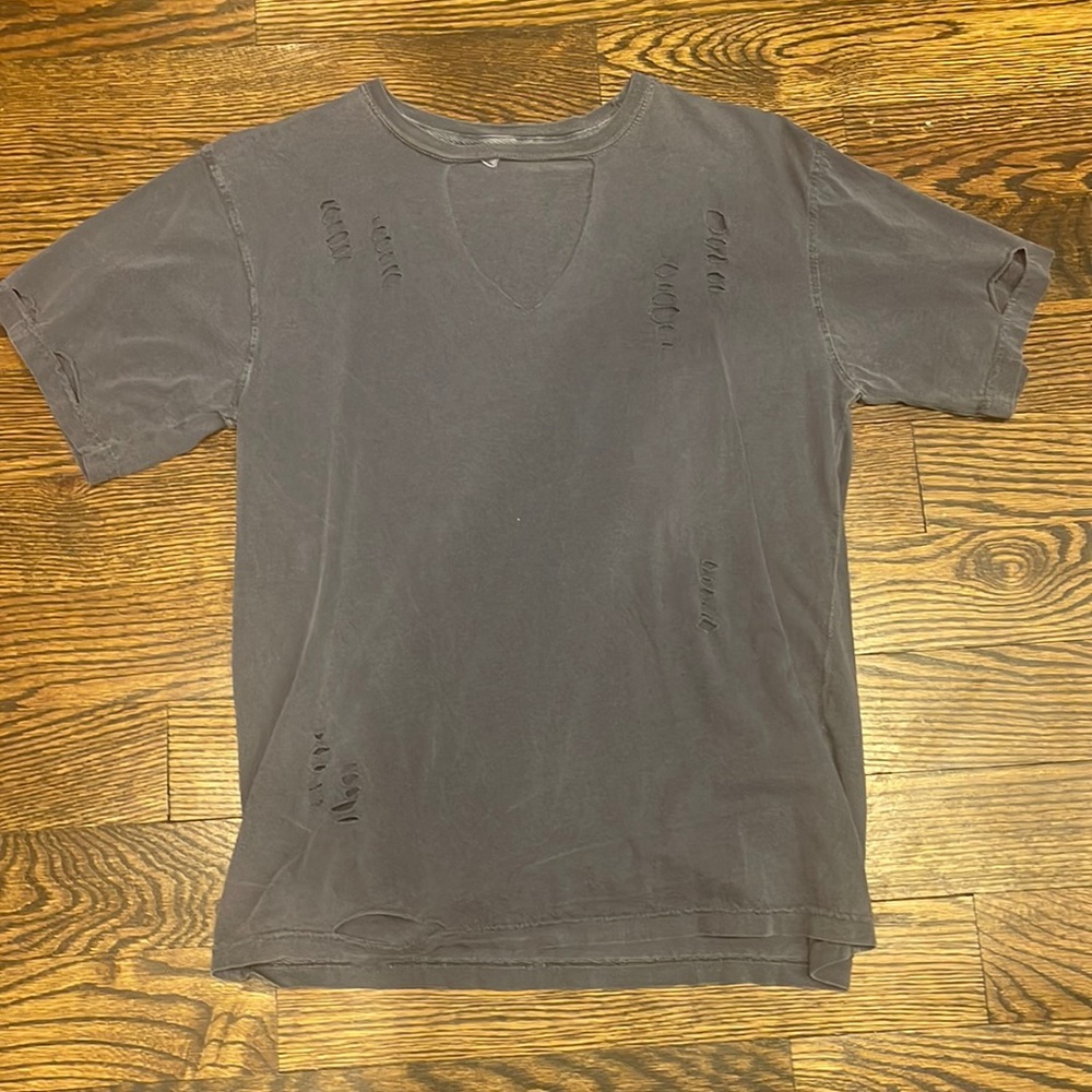 Distressed blue t shirt